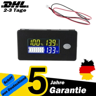 12V Batterie Ladeanzeige Kapazität Voltmeter Staubdicht Wasserdicht LCD DE DHL - Bild 1 von 4