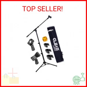 GLEAM Microphone Stand - Tripod Boom Arm Mic Stand with Carrying Bag, 2 Mic Clip - Picture 1 of 2