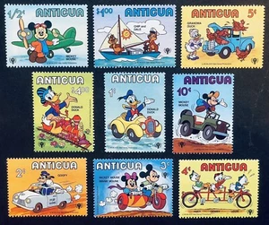 ANTIGUA & BARBUDA DISNEY TRANSPORTATION STAMPS SET 1980 MNH TRAIN AIRPLANE CAR 1 - Picture 1 of 1