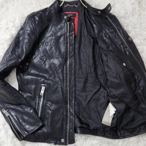 DIESEL lamb Leather riders jacket brave man black size: L from japan - Picture 1 of 10