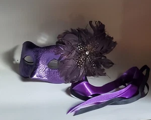 Handmade Purple Leather Masquerade Carnival Mardi Gras Halloween Mask... - Picture 1 of 14