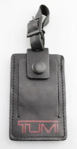 TUMI 'Alpha' Black / Red Leather Luggage Tag - Large - Picture 1 of 2