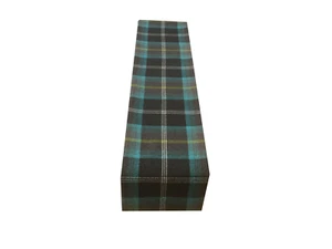 Balmoral Black Grey Azure Tartan Tweed Faux Wool lined table/Bed runner made UK - Picture 1 of 4