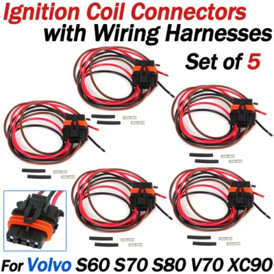 5x Ignition Coil Connector Plug w/ Wiring Harness For Volvo S60 S70 S80 V70 XC90 — 第 1/4 张图片
