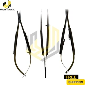 3 TC Castroviejo Needle Holder Scissor Forceps Black 18 cm Dental Micro Surgery - Picture 1 of 2