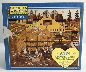 Charles Wysocki 1000 pc Puzzle Americana Farm Folks Haystack Golden - Picture 1 of 7