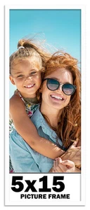 5x15 In Frame White Solid Wood Picture Frame Includes UV Acrylic Shatter Guard F - Picture 1 of 7