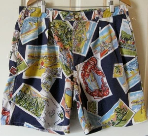 Polo By Ralph Lauren Vtg 1990s Mens Shorts Sz 34 Vacation Postcards Made In USA - Picture 1 of 10