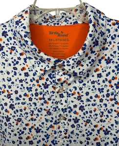 Birdie Bound Men's 3XL White Orange Blue Floral Short Sleeve Polo Shirt - Imagen 1 de 10