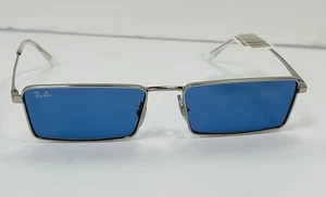 NUOVI occhiali da sole Ray-Ban EMY RB3741 003/80 argento - blu 56-17-145 - Foto 1 di 8