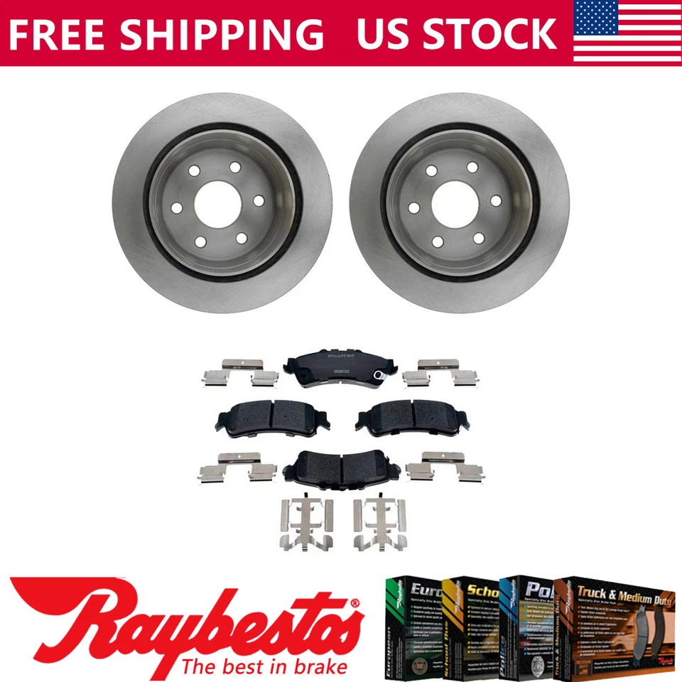 Rear Brake Rotors + Ceramic Brake Pads & Hardware For 2002 GMC Sierra 1500 - Image 1 of 4