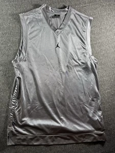 Y2k Jordan maglia basket uomo grigia senza maniche scollo a V 100% poliestere taglia L - Foto 1 di 7
