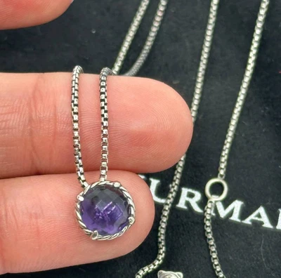 Auténtico David Yurman Mujer Collar Morado Amatista y Plata de Ley Foto 1 de 4