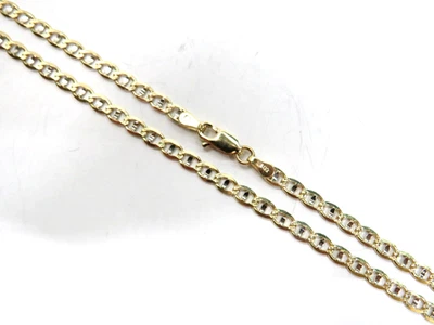 😍 Beautiful Solid 14K Yellow White Gold Mariner Anchor Chain Necklace 20" men - Image 1 of 4