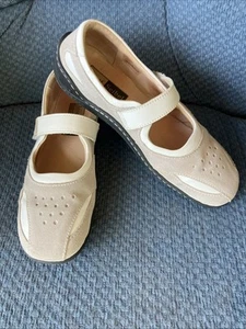 Josef Seibel Women's Mary Jane Comfort Shoes/Tan & White Leather Size 6-6.5/ 37 - Picture 1 of 15