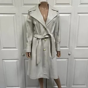 Off-White Genuine Leather Trench Coat Women’s Spain Size M - Picture 1 of 19