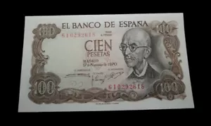 SPAIN 100 PESETAS 17/11/ 1970 MANUEL DE FALLA UNC P152 #N193# - Picture 1 of 2
