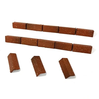 Dolls House 1:12th Scale 12 x Angled Ridge Roof Tiles Weathered Terracotta - Image 1 of 4