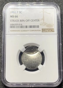1982 P 5C Jeffreson Nikel Error STRUCK 80% OFF CENTER MS66 Nice Error ๐ฅ๐ฅ๐บ๐ธ - Picture 1 of 7