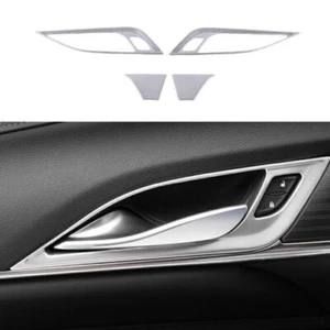 Silver Steel Inner Door Handle Lock Cover Trim For Cadillac CT4 CT4-V 2020-2023 - Picture 1 of 8
