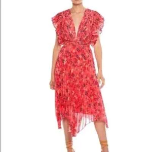 La Maison Talulah Daze Midi Dress Womens Size XS Pink Floral V Neck Dress - Picture 1 of 16