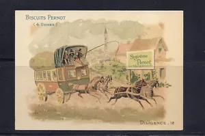 FRANCE STAGECOACH topical BISCUITS PERNOT advertising card lovely item - Picture 1 of 2