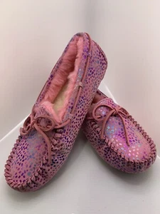 NEW UGG DAKOTA SPOTS PINK SPARKLE SUEDE SLIPPERS  US Women SIZE 5 - Picture 1 of 7