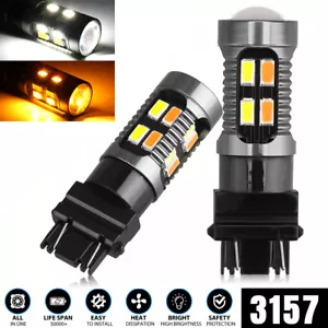 2 x3157 3156 Switchback LED Turn Signal Light Bulbs DRL 4157na 3457a White Amber - Picture 1 of 8