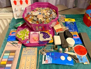 Wholesale job lot of Sewing haberdashery items: box of buttons, needles, cotton - Picture 1 of 20