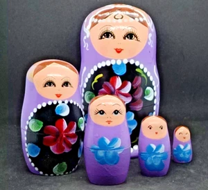 Matryoshka 5 pièces de poupées en bois peintes à la main artisanat chinois - Photo 1/7