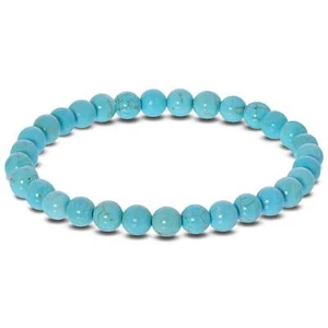 Stylish 6mm Howlite Turquoise Blue Stone Beaded Stretch Bracelet for Men and Wom - Picture 1 of 3