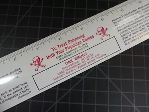 Vintage Metal 12 Inch Ruler Oak Drugs How To Treat Poisoning Tips - Picture 1 of 4