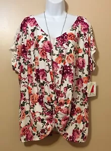 Blusa mangas corta, cuello V para mujer, con estampado floral. - Picture 1 of 5