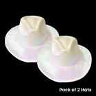 Sparkly Iridescent Glitter Space White Cowboy Hats - Pack of 2