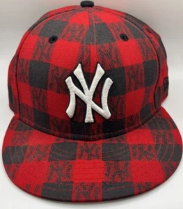 Cappello berretto New York Yankees aderente uomo 7 1/4 nero rosso a quadri nuova era MLB baseball - Foto 1 di 6