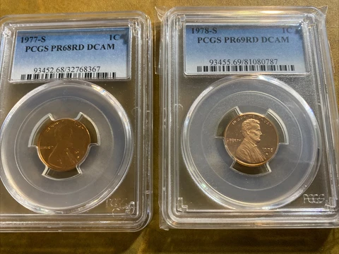 1977-s PCGS PR68RD DCAM, 1978-s PCGS PR69RD DCAM Cover