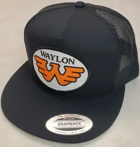 Waylon Jennings Patch auf Yupoong Truckermütze / YP Classic 6006 Snapback schwarz - Bild 1 von 8
