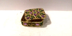 Mardi Gras Square Metal Jeweled" Trinket/Jewelry Box - Picture 1 of 1