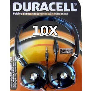 10X Duracell DU2501 Folding Stereo Headset with Microphone - High-Quality Audio - Picture 1 of 2