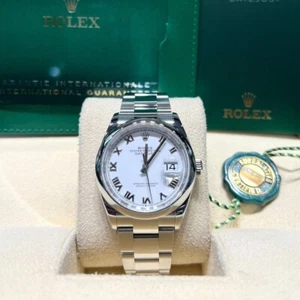 Rolex 126200 Datejust 36mm Steel White Roman Dial Oyster-2021 - Picture 1 of 7