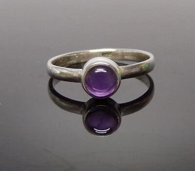 5 mm Amethyst Stone Ring 925 Sterling Silver Handmade Plain Band Size H to W - Image 1 of 4