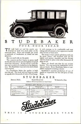 PRINT AD 1923 Studebaker Four Door Sedan Closed Car Construction 6.5 x 10 - Image 1 of 3