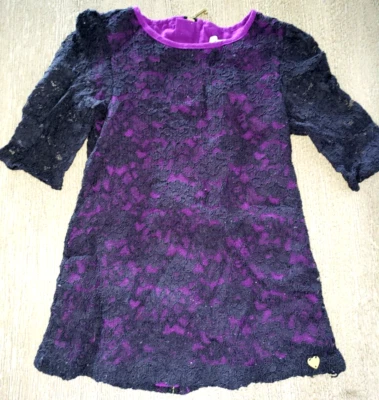 JUICY COUTURE little girls size 2/3 BLACK LACE DRESS OVER PURPLE cute mom! - Image 1 of 2