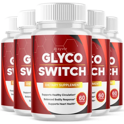 (5 упаковок) Glyco Switch таблетки улучшенная поддержка здоровья крови GlycoSwitch 300 капсул - Изображение 1 из 4