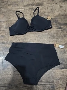 Victoria Secret Womens Swimwear Sz Xl New Black 2 Piece High Waist Underwire... - Picture 1 of 6