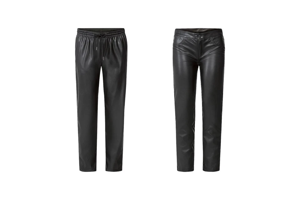 Esmara Damen Kunstleder Hose Lederoptik Lederimitat Stretch Schwarz