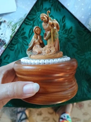 Vintage Fontanini Nativity Music Box Roman Italy Silent Night  - Image 1 of 4