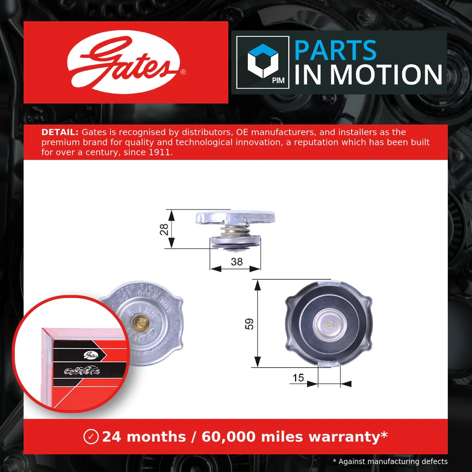Radiator Cap fits CHRYSLER LE BARON 2.2 2.5 3.0 86 to 95 Gates 3781830 4677493AA - Image 1 of 4
