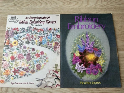 Ribbon Embroidery Book Pattern DIY How To Floral Flowers Hand Sewing Vintage Lot - Image 1 of 4