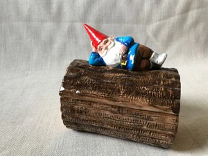 Vintage Gorham Unieboek Gnome On Log Cookie Jar Dish from Japan 1981 - Picture 1 of 8